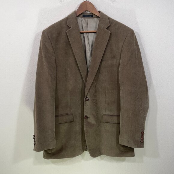 Lauren Ralph Lauren Blazer Jacket Men's Size 44L Corduroy Camel Brown  2 Button - Picture 1 of 8